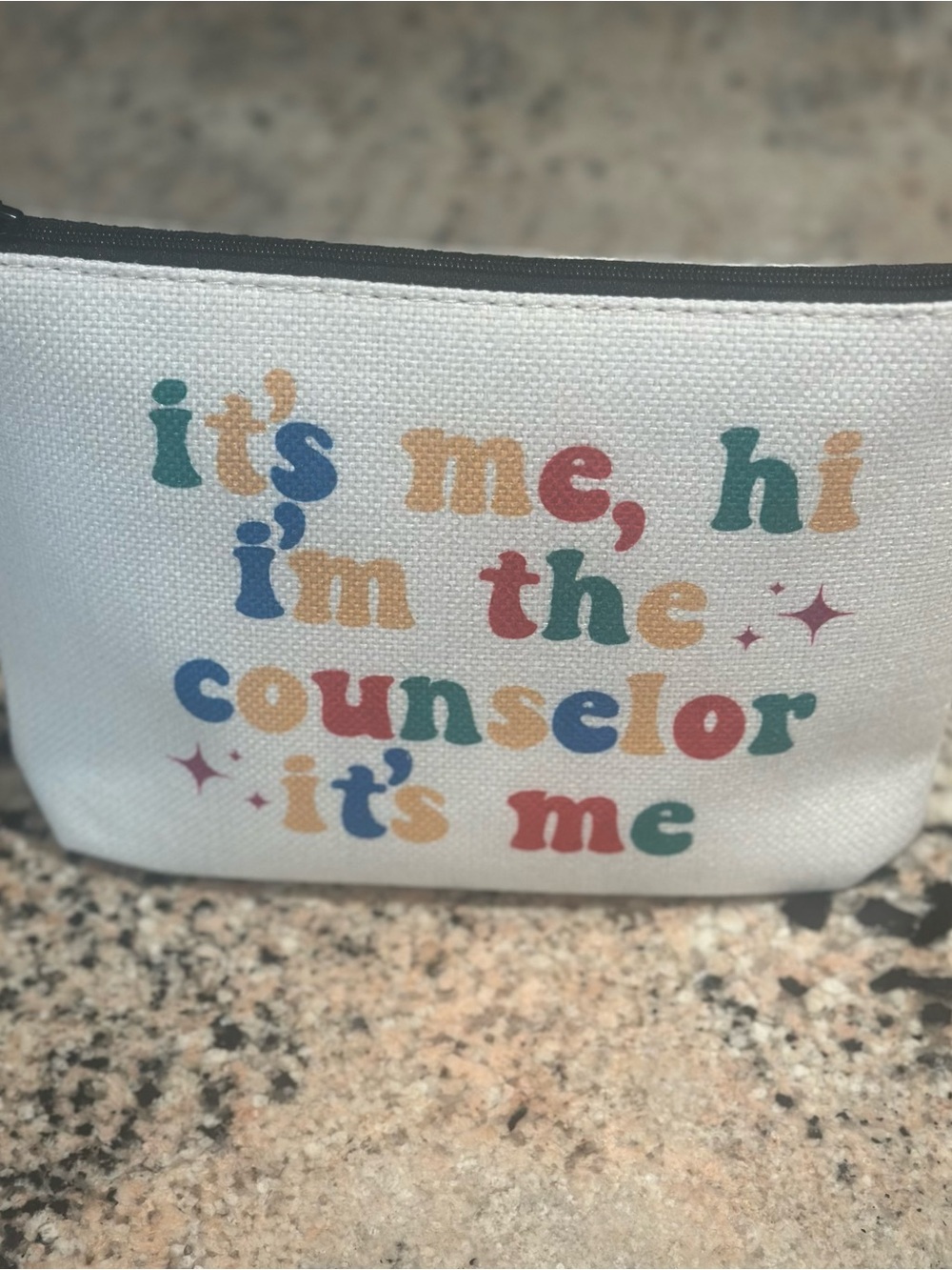 Cute Multi-Color Canvas Pouch - "it's me, hi i'm the counselor it's me"